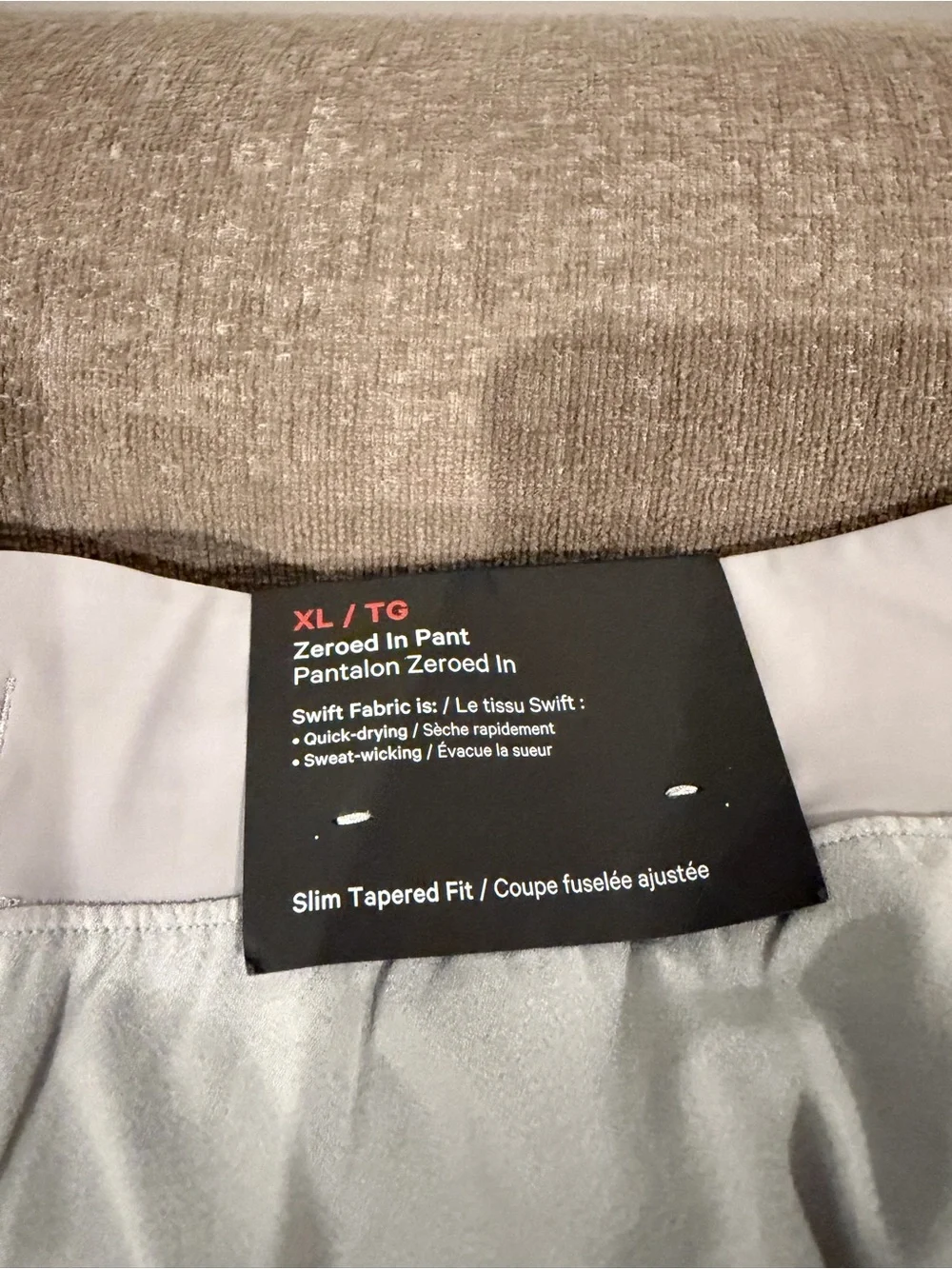 LULULEMON - Men’s Sz XL Zeroed In Slim Fit Light Gray Pants NWT